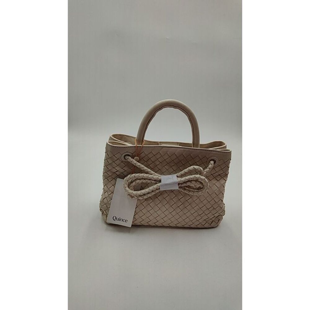 Quince Cream Woven Tote with Rope Bow